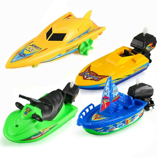 Wind-up Boat Bath Toy, 4 Pack Clockwork Boat Bathtub Toy, Ship Winding Clockwork Toy, Float Water Classic Wind up Water Boat Children Bathtub Shower Toy for Kids(Random Color)